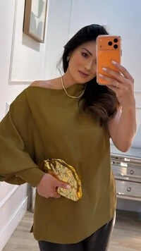 Blusa Assimétrico Crepe Marina Manga Longa Única