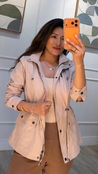 Parka Capuz Removível Sol Forro Listrado