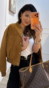 Jaqueta Casaco Bomber Suede Bianca Com Botões De Pressão