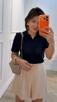 Blusa Tricot Com Entremeios Heloiza Gola Polo