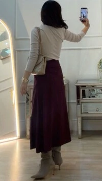 Saia Midi Evasê Clarisse Pala Larga Com Tiras Entrelaçadas