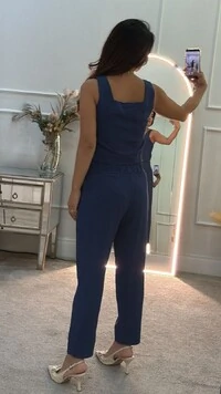 Calça Viscose Hazel Pala Larga Com Elástico E Pespontos Na Barra