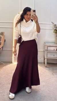 Blusa Tricot Priscilla Gola Rolê E Mangas Com Tramas Triplas