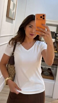 Blusa Manga Curta Rafaela Decote V Basica