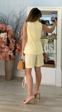 Bermuda Alfaiataria Maria Com Cinto Fino Couro Eco