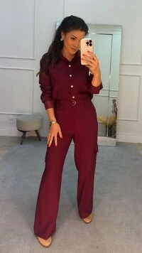 Calça Pantalona Cargo Mariane Com Cinto Faixa
