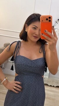 Vestido Midi Poá Bordado Sandy Com Amarração Nos Ombros