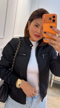 Jaqueta Casaco Hannah Gola Alta Com Botão De Pressão Prata