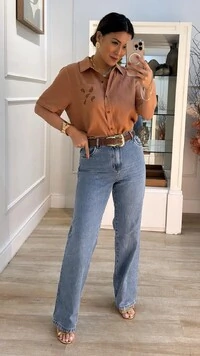 Camisa Linho Amora Com Bolso Único Bordado