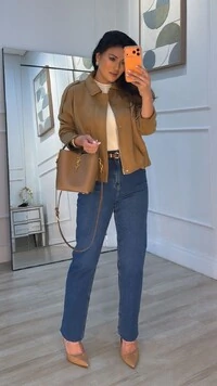 Jaqueta Casaco Balonê Suede Mirelle Martingalê Nos Ombros