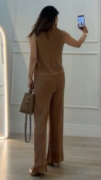 Calça Pantalona Tricot Natasha Pala Larga