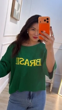 Blusa Ampla De Tricot Brasil Erika Mangas 7/8