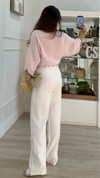 Blusa Cropped Tricot Amplo Kim Mangas 7/8