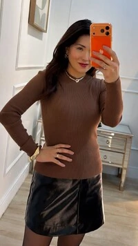 Blusa Tricot Canelado Thalita Gola Alta