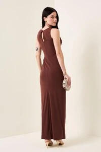 Vestido Longo Melory Detalhe Frontal Drapeado Transpassado