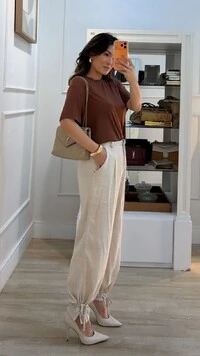 Blusa Malha Ampla Gola Careca Anny Mangas 3/4