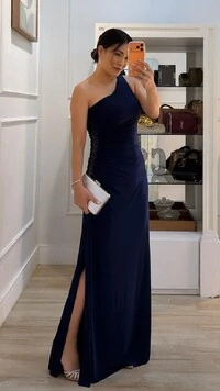 Vestido Longo Drapeado Cris Ombro Único