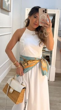 Lenço Acetinado Estampa Com Correntaria