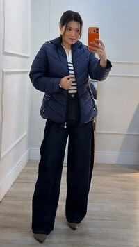 OFERTA DIA DO CLIENTE Jaqueta Casaco Alongado Nylon Maria Clara Bolsos Com Detalhe Em Ilhós