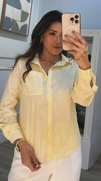 Camisa Tricoline Bolso Único Gabriela Martingalê Nos Punhos