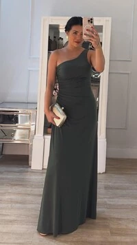 Vestido Longo Drapeado Cris Ombro Único