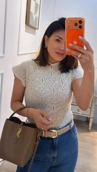 Blusa Tricot Com Entremeios Gola Alta Sandy Punhos E Barrado Ondulados
