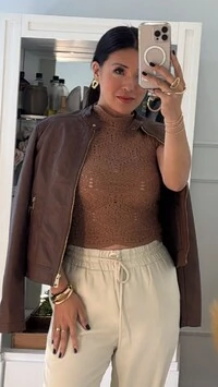 Jaqueta Couro Eco Irene Zíper Dourado