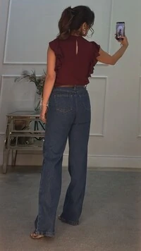 Blusa Regata Crepe Debora Detalhe De Babado