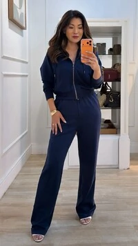 Conjunto Moletom Detalhe Canelado Jhenifer Botões Na Barra