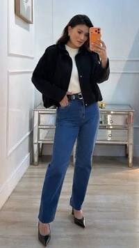 Jaqueta Casaco Balonê Suede Mirelle Martingalê Nos Ombros