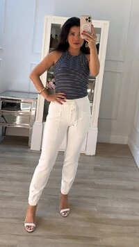 Blusa Regata Bicolor Listrada Nala Com Decote Nadador