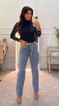 Blusa Tricot Basica Cacharrel Izabelly Nervuras Caneladas Nos Ombros