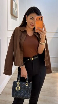 Jaqueta Casaco Suede Luna Com Gola