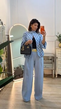 Calça Pantalona Twill Fabiola Pregas Frontais