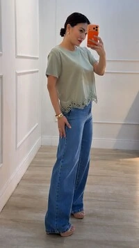 Blusa De Malha Valentina Renda No Barrado