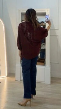 PRÉ-VENDA DATA ESTIMADA DE ENVIO 21/03 Kimono Tricot Vazado Fabi Mangas 3/4