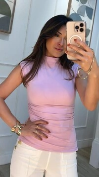 Blusa Regata Cacharrel Ananda Franzido Nas Laterais