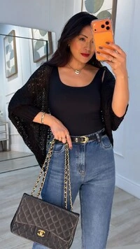 Kimono Capa Tricot Lulu Punhos Largos Canelados