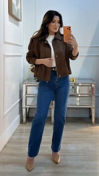 Jaqueta Casaco Balonê Suede Mirelle Martingalê Nos Ombros