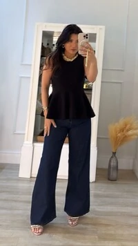 Blusa Regata Alongada Tricot Peplum Jamile
