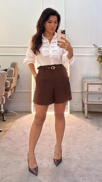 Shorts Alfaiataria Miranda Cinto Com Fivela Dourada