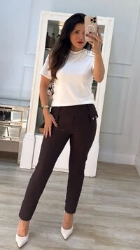 Calça Texturizada Felipa Detalhe De Lapela