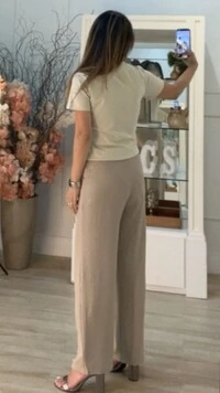 Calça Pantalona Com Brilho Amora Amarração Frontal