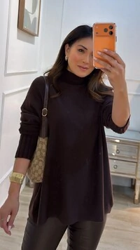 Blusa Poncho tricot Simone Gola Alta