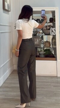 Calça Pantalona Couro Eco Cristina Cinto Encapado