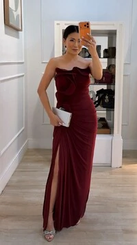 Vestido Longo Tulê Gabriella Tomara Que Caia Com Babados