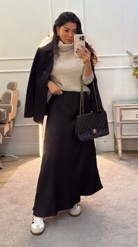 Blusa Tricot Priscilla Gola Rolê E Mangas Com Tramas Triplas