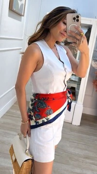 Lenço Acetinado Tricolor Estampa Arabesco