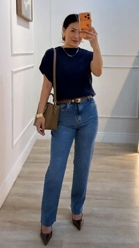 Blusa Tricot Ampla Ombros Com Nervura Eliza Gola Média