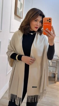 Pashmina Cashmere Com Franjas No Barrado